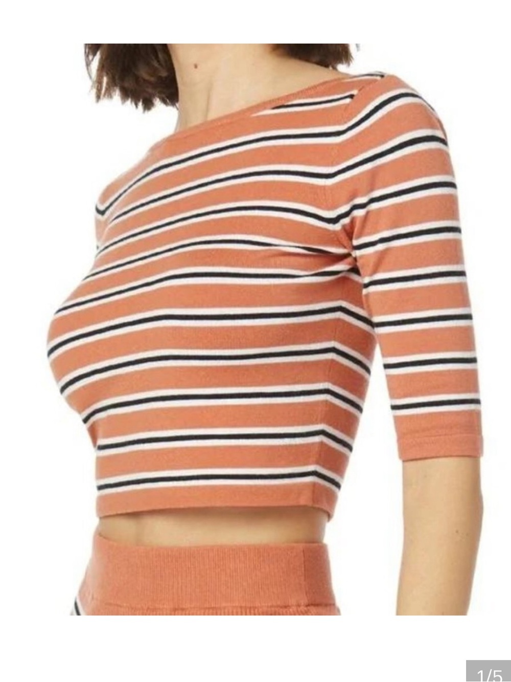 Favorite Daughter Revenge Coral Stripe Crop Top